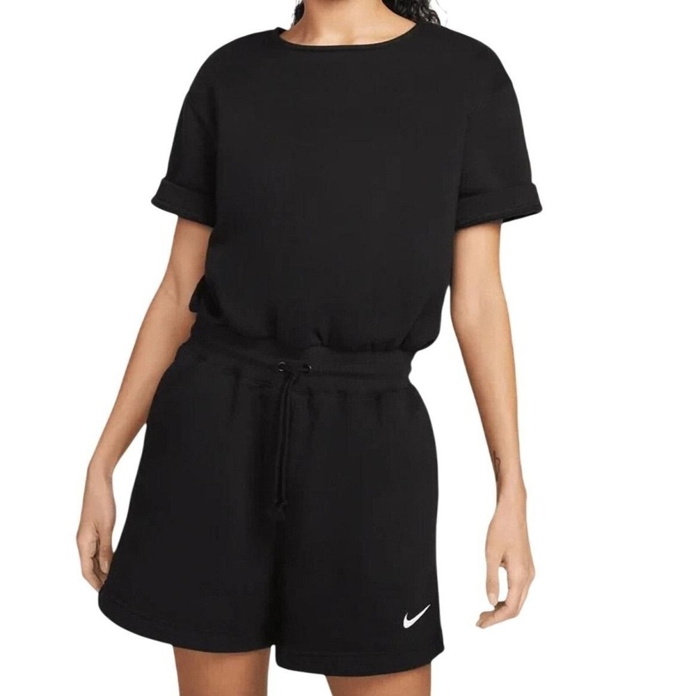 Nike Women's Phoenix Fleece Romper, Black, Small - Nike